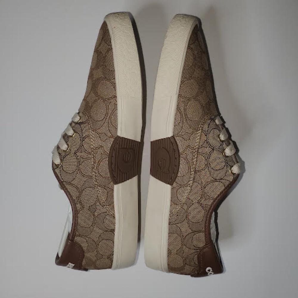 NWOT Women's Authentic Coach Citysole Skate Sneakers C2705 Signature Khaki Logo - Picture 3 of 11